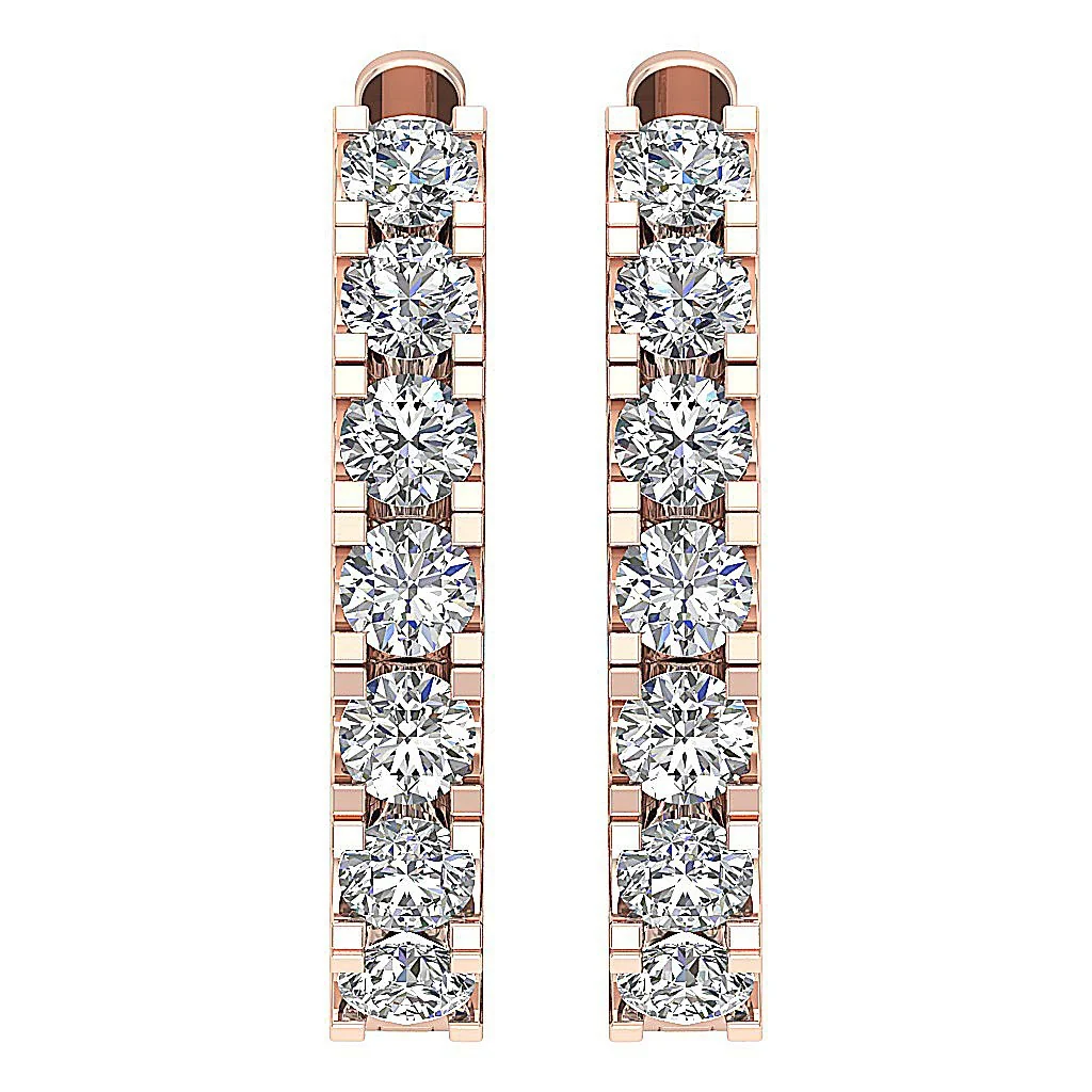 The Ayden Round Brilliant Cut Diamond Hoop Earring Prong Set 14K Yellow Gold - Image 6