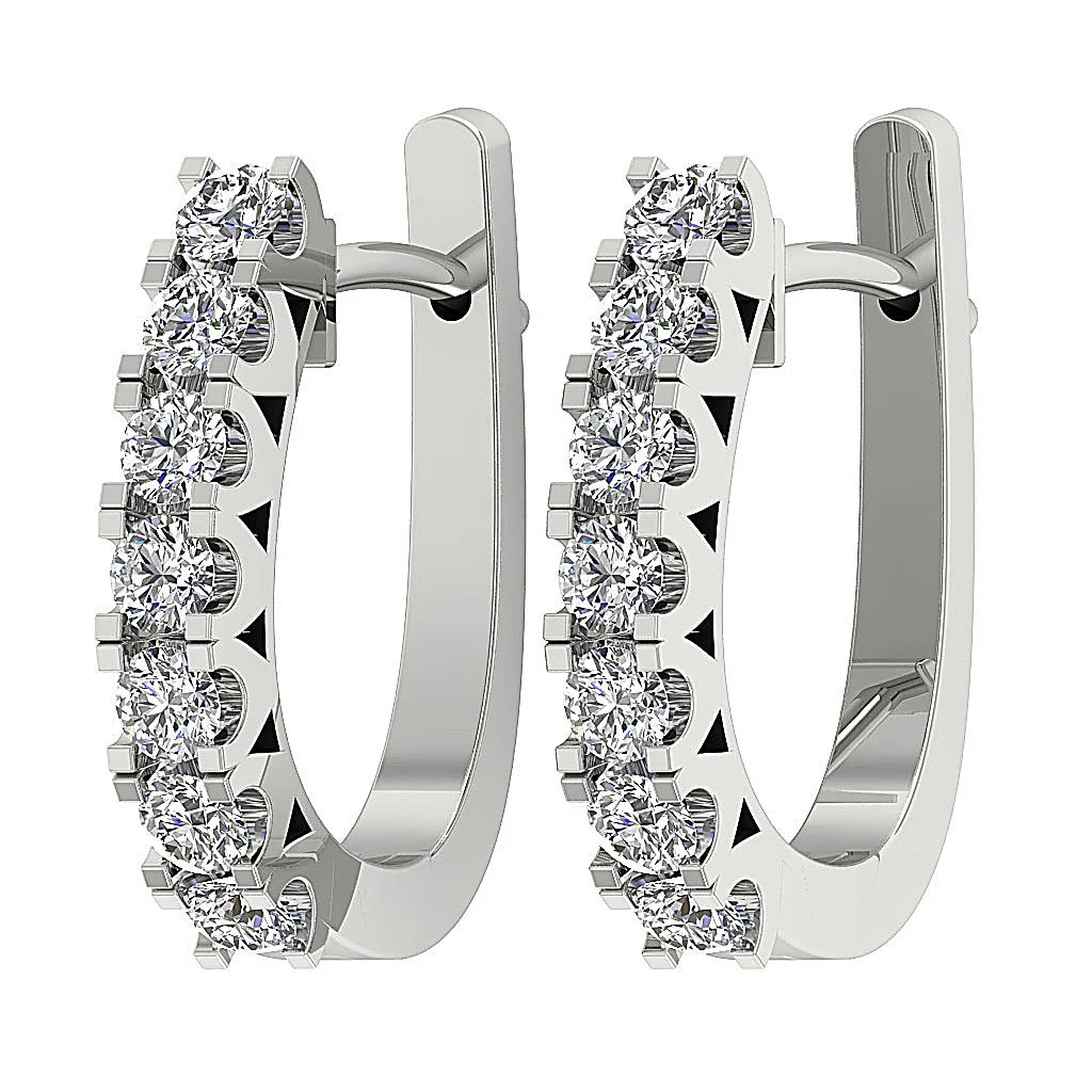 The Ayden Round Brilliant Cut Diamond Hoop Earring Prong Set 14K Yellow Gold - Image 7