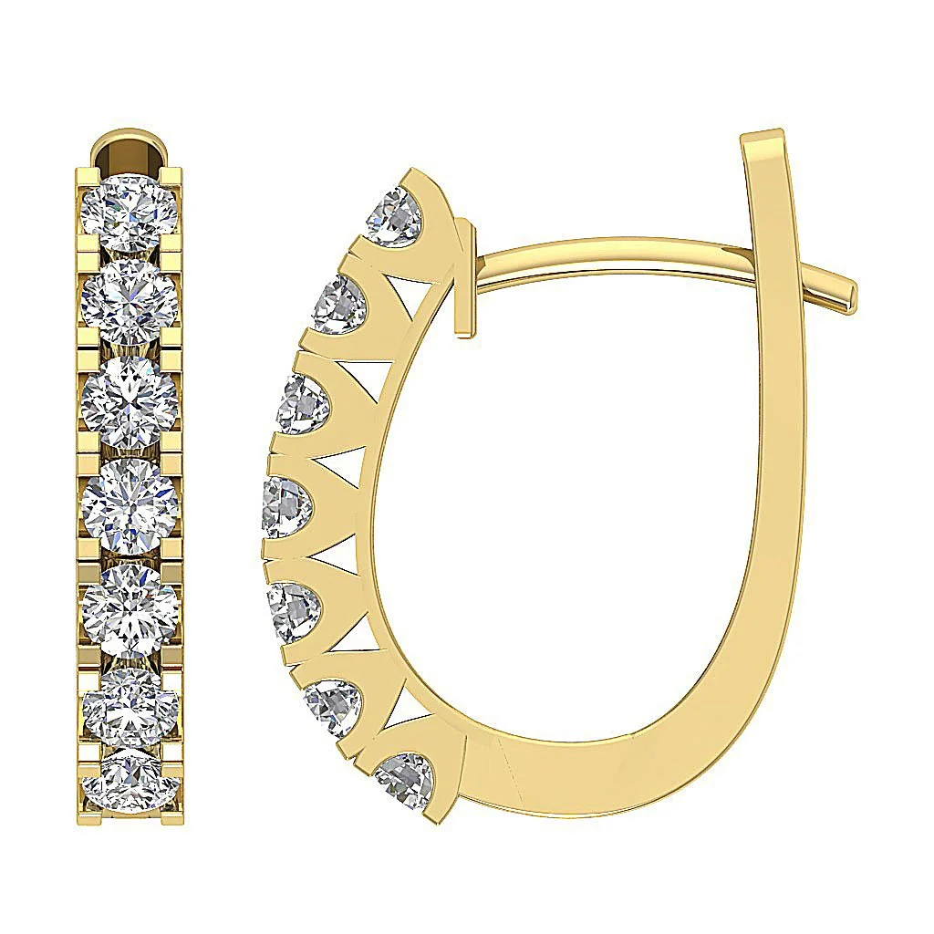 The Ayden Round Brilliant Cut Diamond Hoop Earring Prong Set 14K Yellow Gold - Image 8