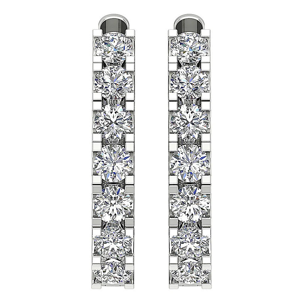 The Ayden Round Brilliant Cut Diamond Hoop Earring Prong Set 14K Yellow Gold - Image 9