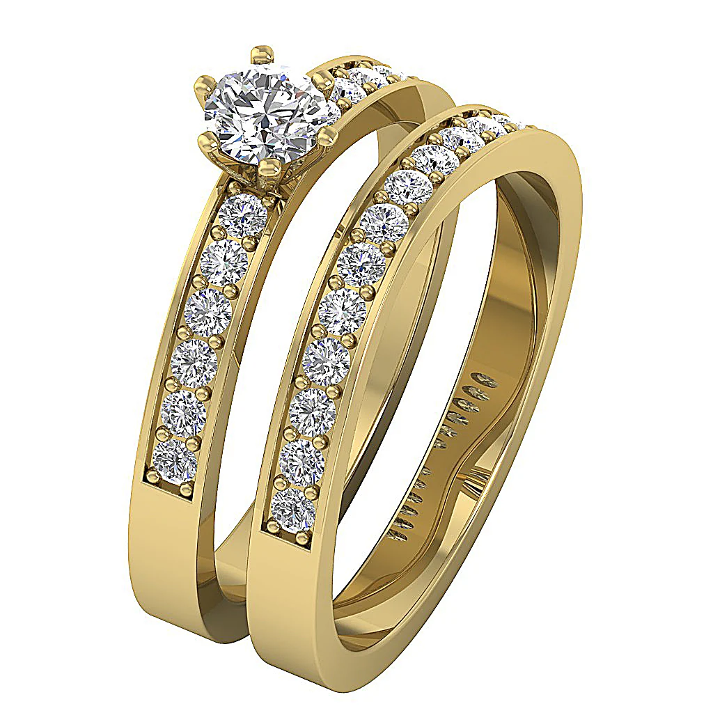 The Ayden Classsic Natural Diamond Prong Set Bridal Anniversary Ring Sets White Gold - Image 2