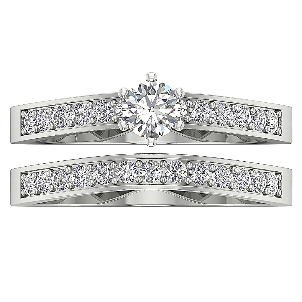 The Ayden Classsic Natural Diamond Prong Set Bridal Anniversary Ring Sets White Gold - Image 6