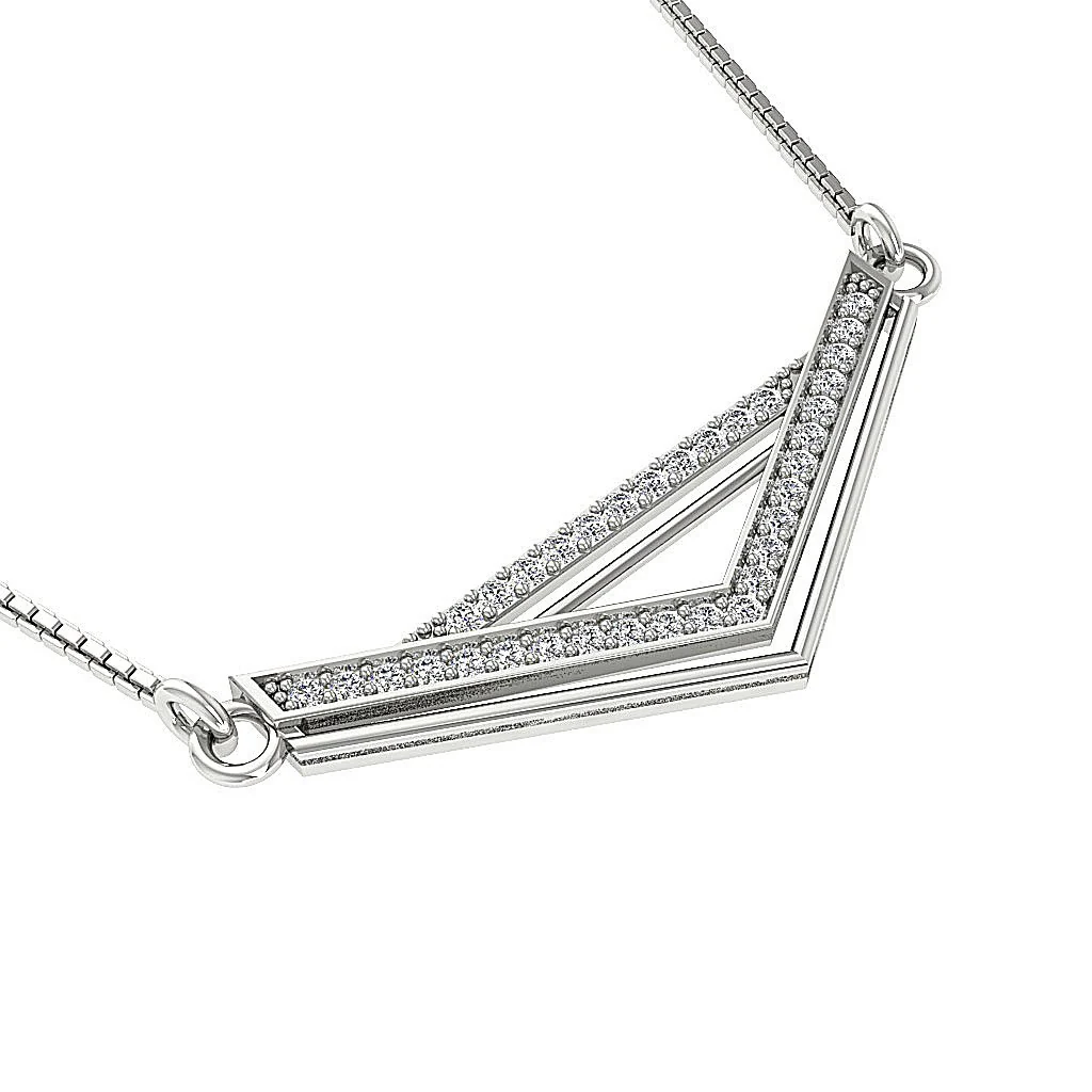 The Aziel Natural Diamond 14K Solid White Gold Fashion Pendant Necklace 30.00 MM - Image 3