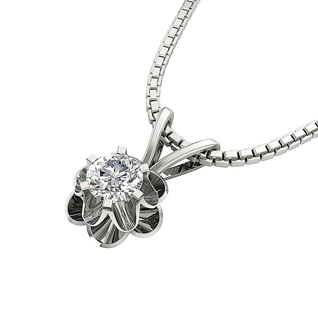 14K Rose Gold Round Diamond I1/SI1 G 0.25Ct Flower Solitaire Pendant Necklace For Her - Image 5