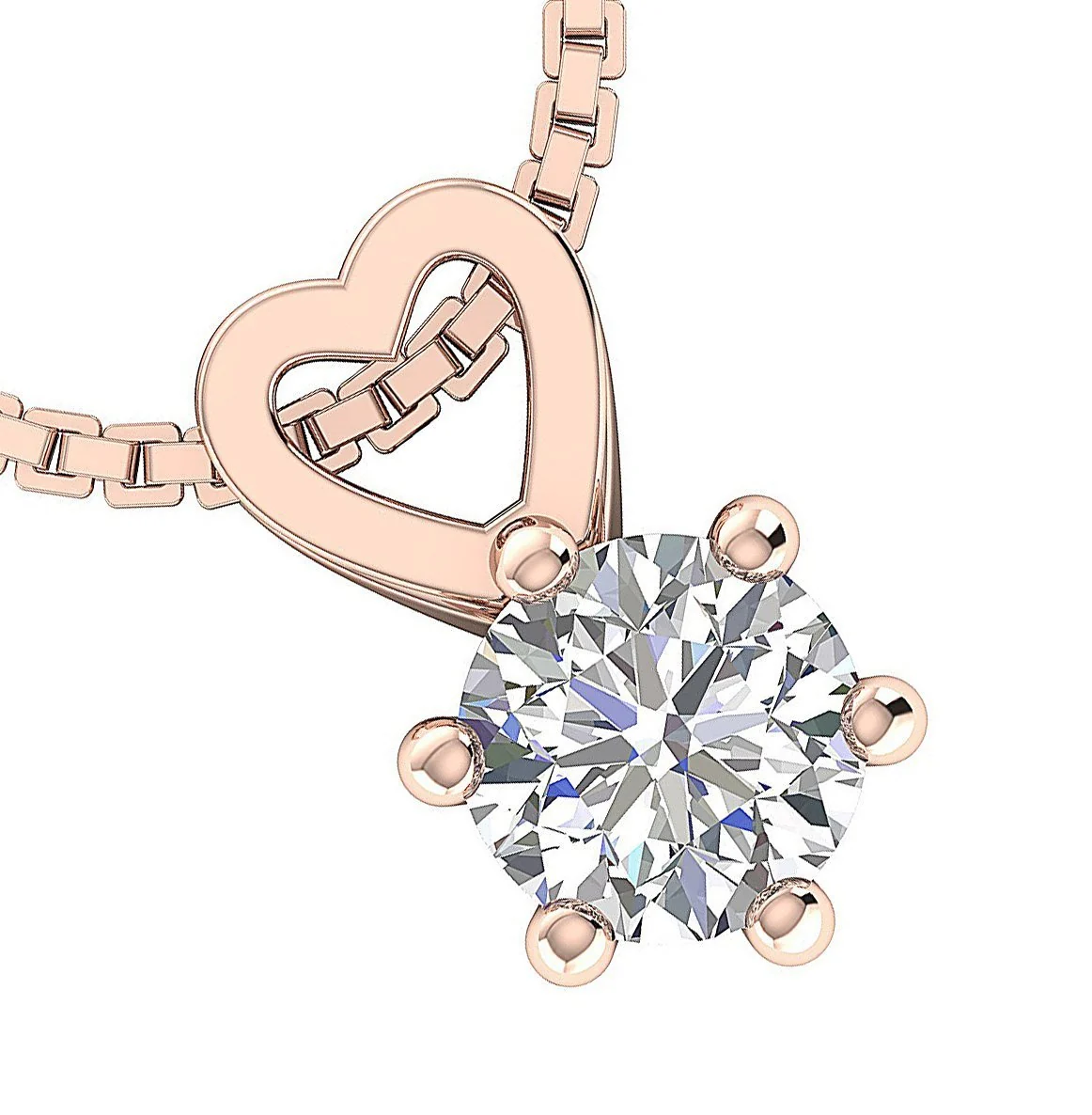 Heart Solitaire Pendant Necklace I1/SI1 G 0.50-1.00Ct Round Diamond 14k/18k Rose Gold - Image 10