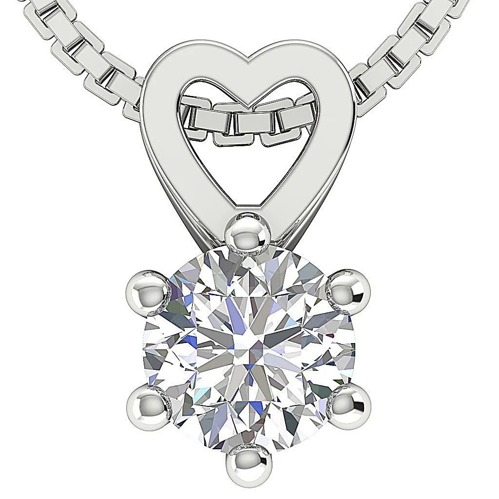 Heart Solitaire Pendant Necklace I1/SI1 G 0.50-1.00Ct Round Diamond 14k/18k Rose Gold - Image 3