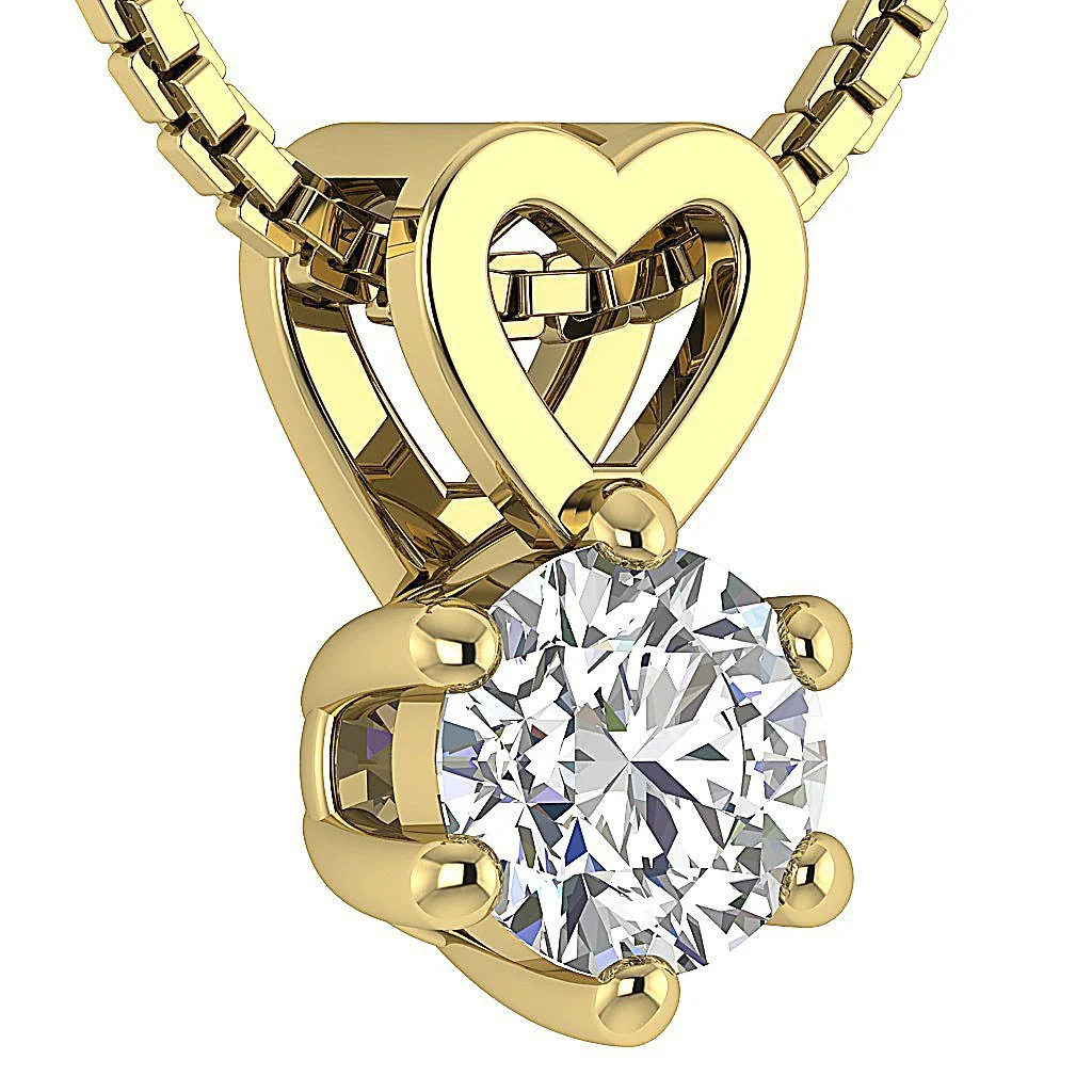 Heart Solitaire Pendant Necklace I1/SI1 G 0.50-1.00Ct Round Diamond 14k/18k Rose Gold - Image 5