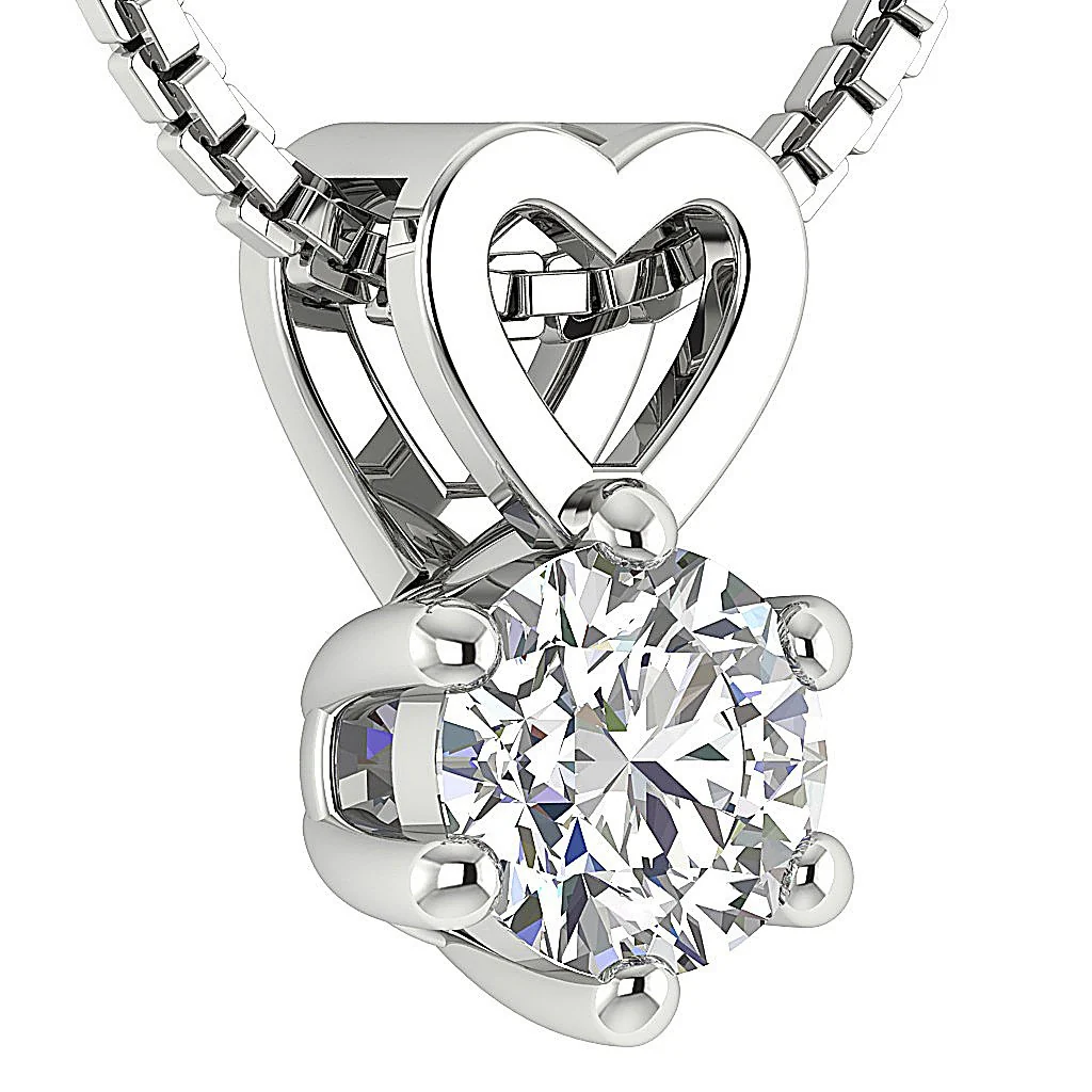Heart Solitaire Pendant Necklace I1/SI1 G 0.50-1.00Ct Round Diamond 14k/18k Rose Gold - Image 6