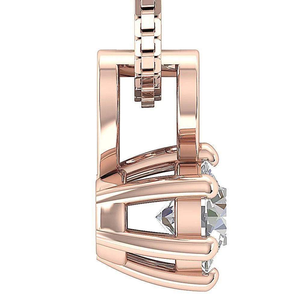 Heart Solitaire Pendant Necklace I1/SI1 G 0.50-1.00Ct Round Diamond 14k/18k Rose Gold - Image 7