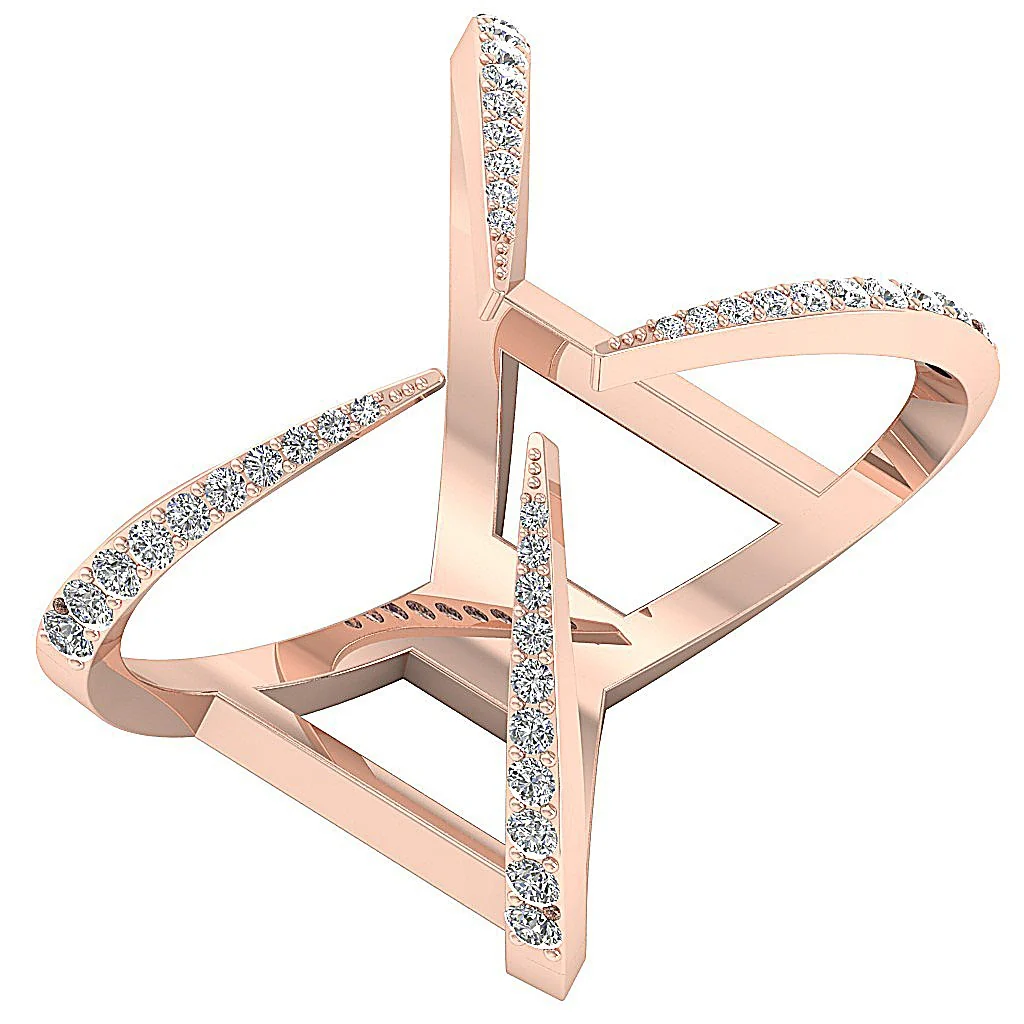 The Barbara 14K White Yellow Rose Gold Fashion Wedding Ring Genuine Diamond 16.90 mm