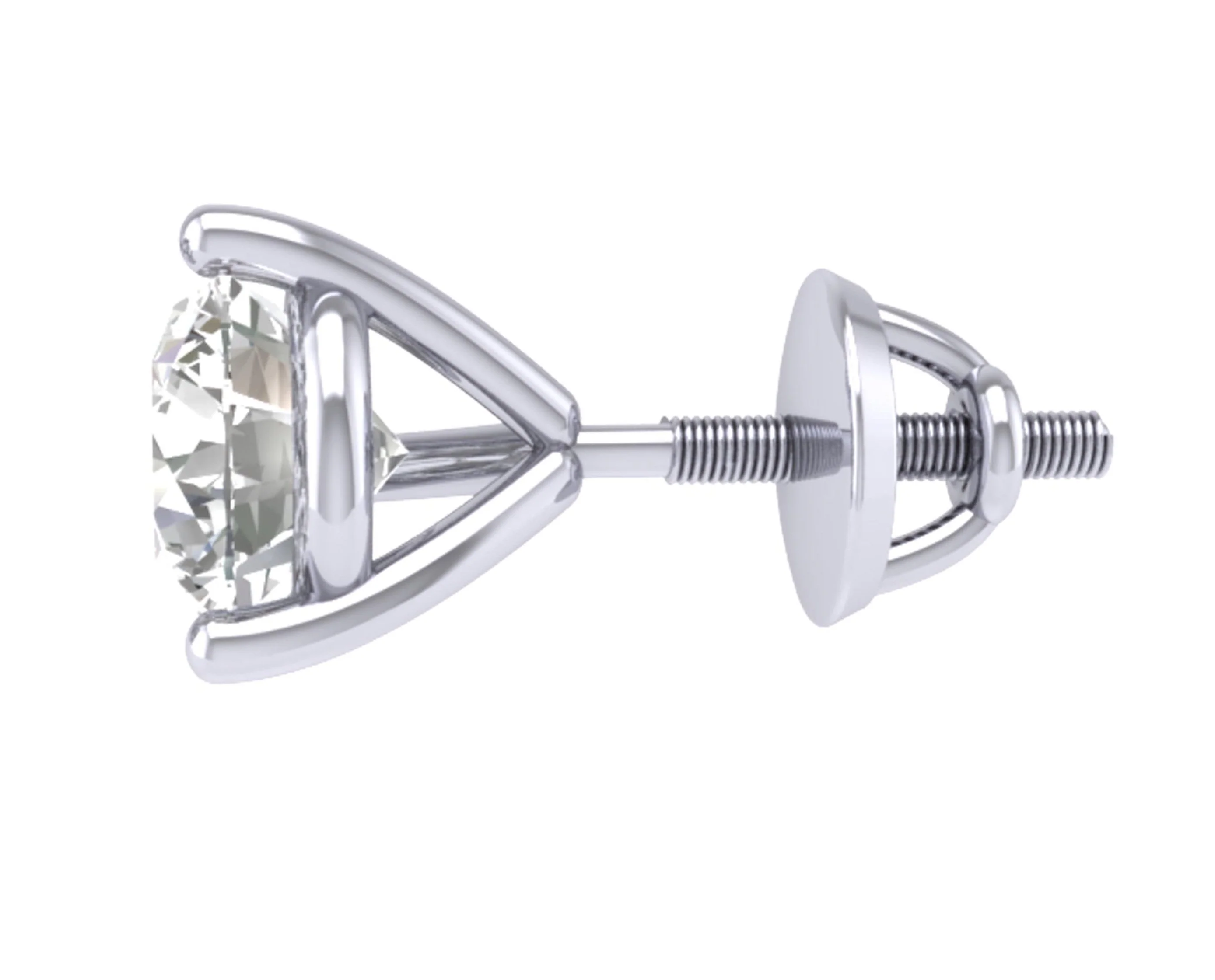 The Barrett 14K White Gold Screw Back 0.50 Carat Solitaire Stud Earring Natural Diamond - Image 3