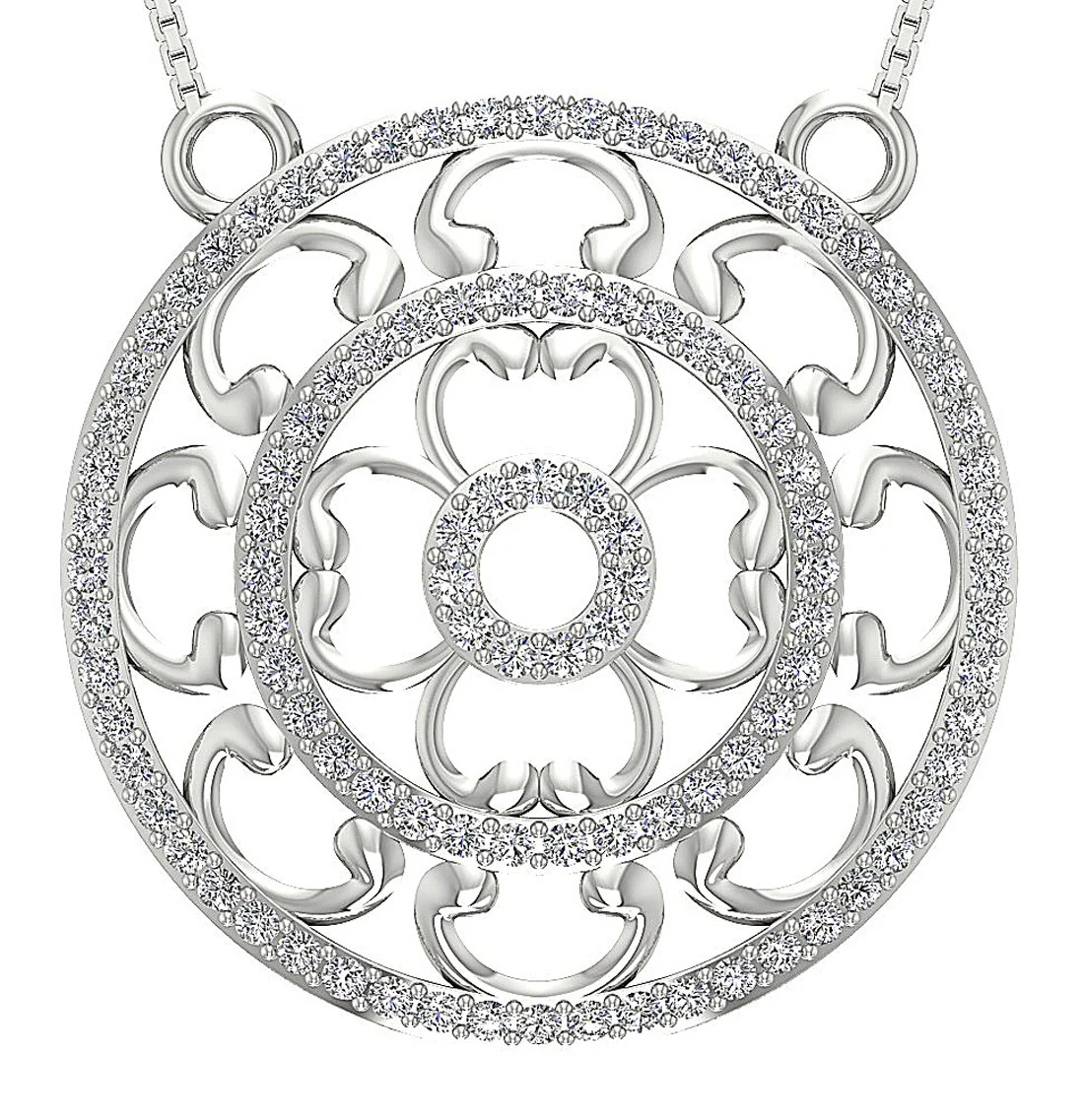 The Barrett Gorgeous Flower Circle Pendant 1.60 Carat Prong Set Round Cut Diamond Gold - Image 3