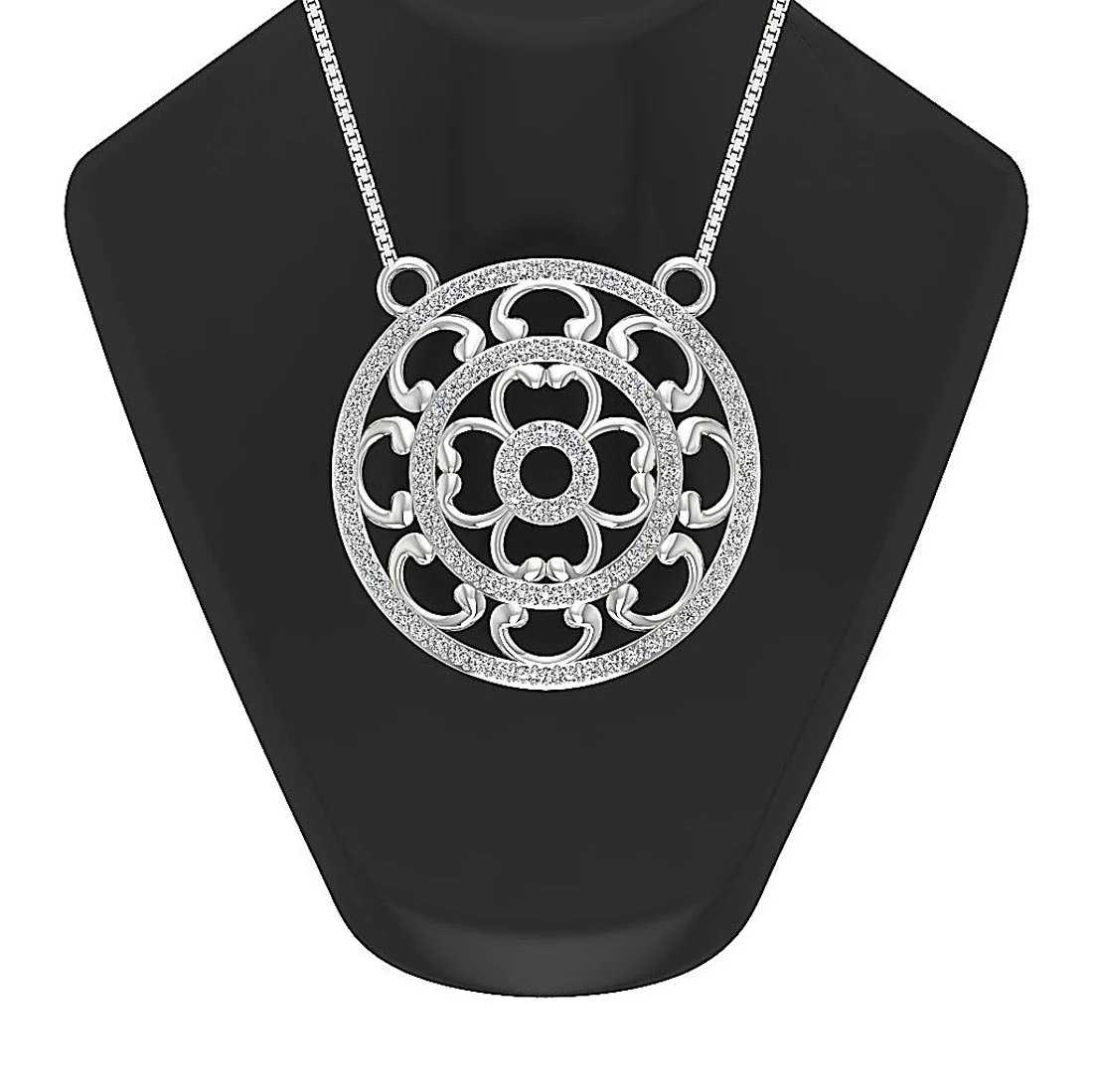 The Barrett Gorgeous Flower Circle Pendant 1.60 Carat Prong Set Round Cut Diamond Gold - Image 6