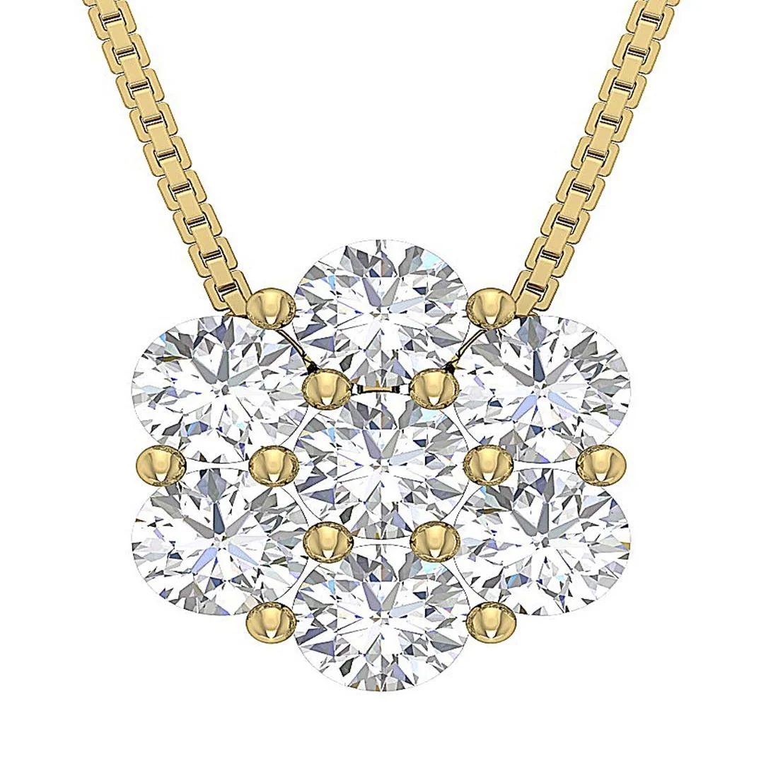 The Beau 7 Stone Fashion Pendant Necklace 14k Yellow Gold Natural Diamond Appraisal