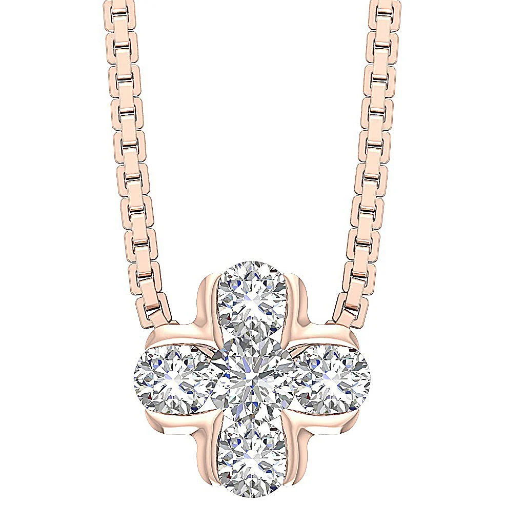 The Beckett Natural Diamond Five Stone Fashion Pendant Necklace 14K Solid Gold