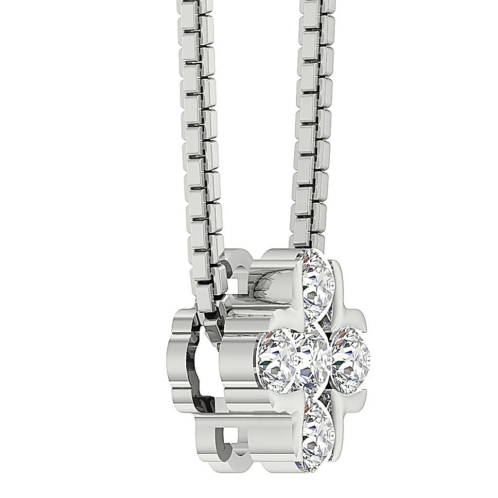 The Beckett Natural Diamond Five Stone Fashion Pendant Necklace 14K Solid Gold - Image 4