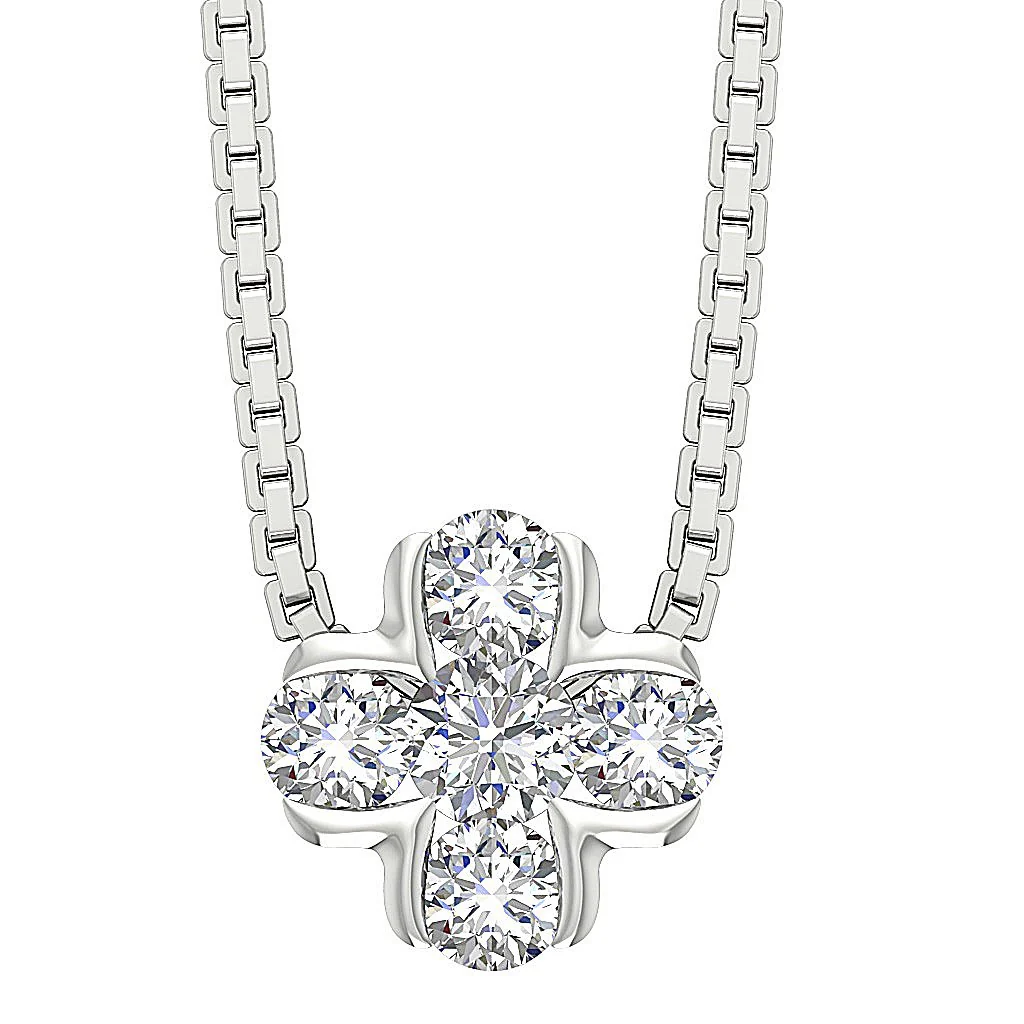 The Beckett Natural Diamond Five Stone Fashion Pendant Necklace 14K Solid Gold - Image 5