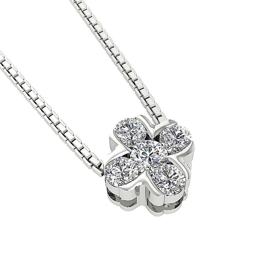 The Beckett Natural Diamond Five Stone Fashion Pendant Necklace 14K Solid Gold - Image 6