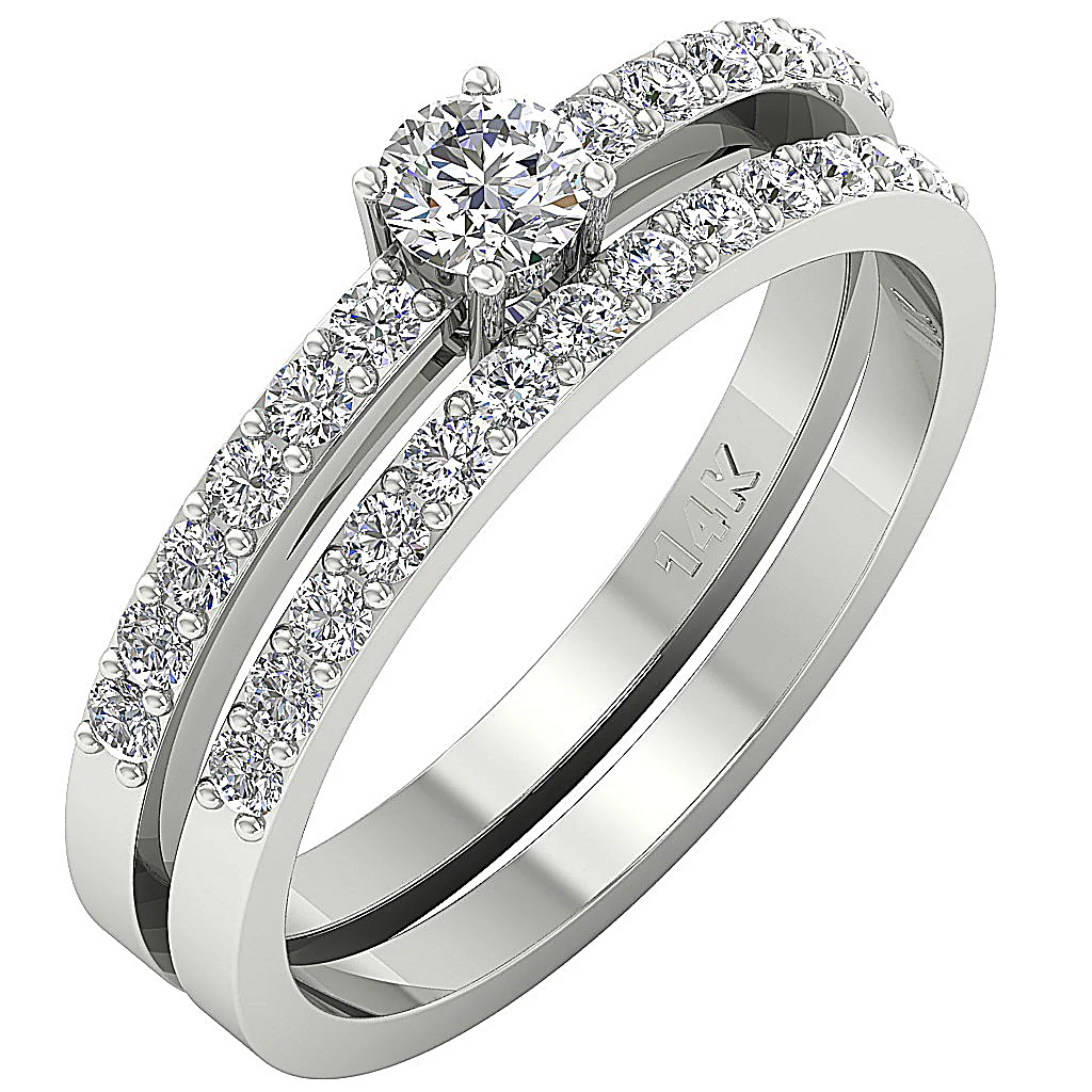 The Beckett Excellent Round Cut Diamond Bridal Anniversary Ring Band Set White Gold