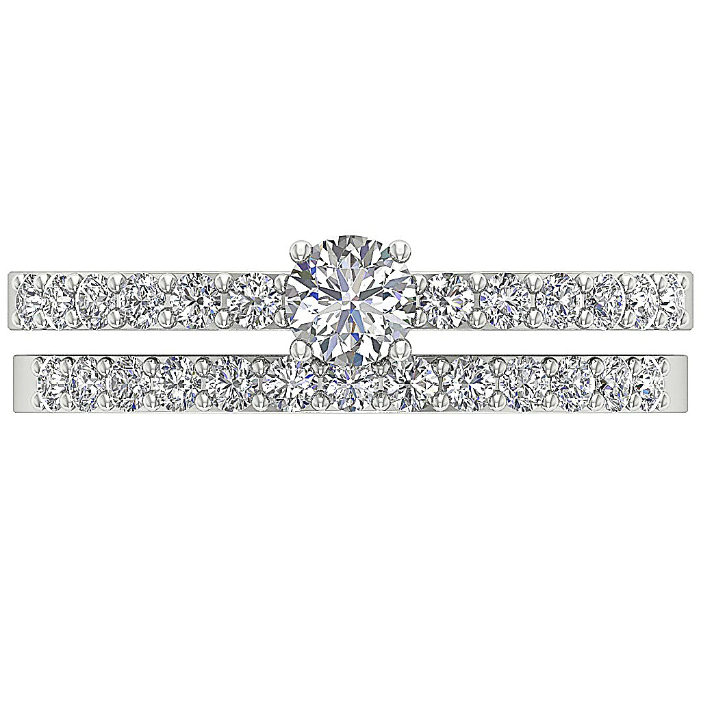 The Beckett Excellent Round Cut Diamond Bridal Anniversary Ring Band Set White Gold - Image 5