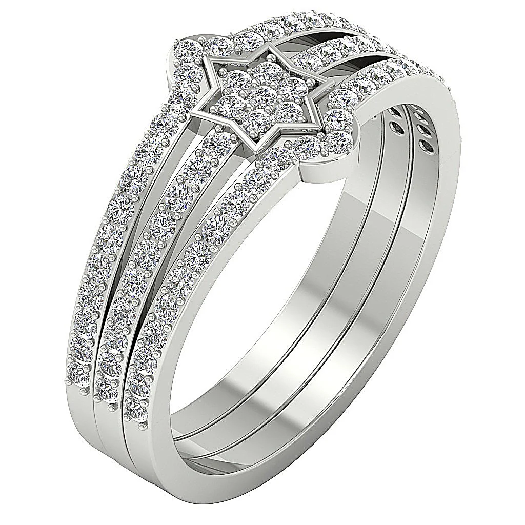 The Belle Star Engagement Wedding Ring Natural Diamond 14K Solid White Gold - Image 2