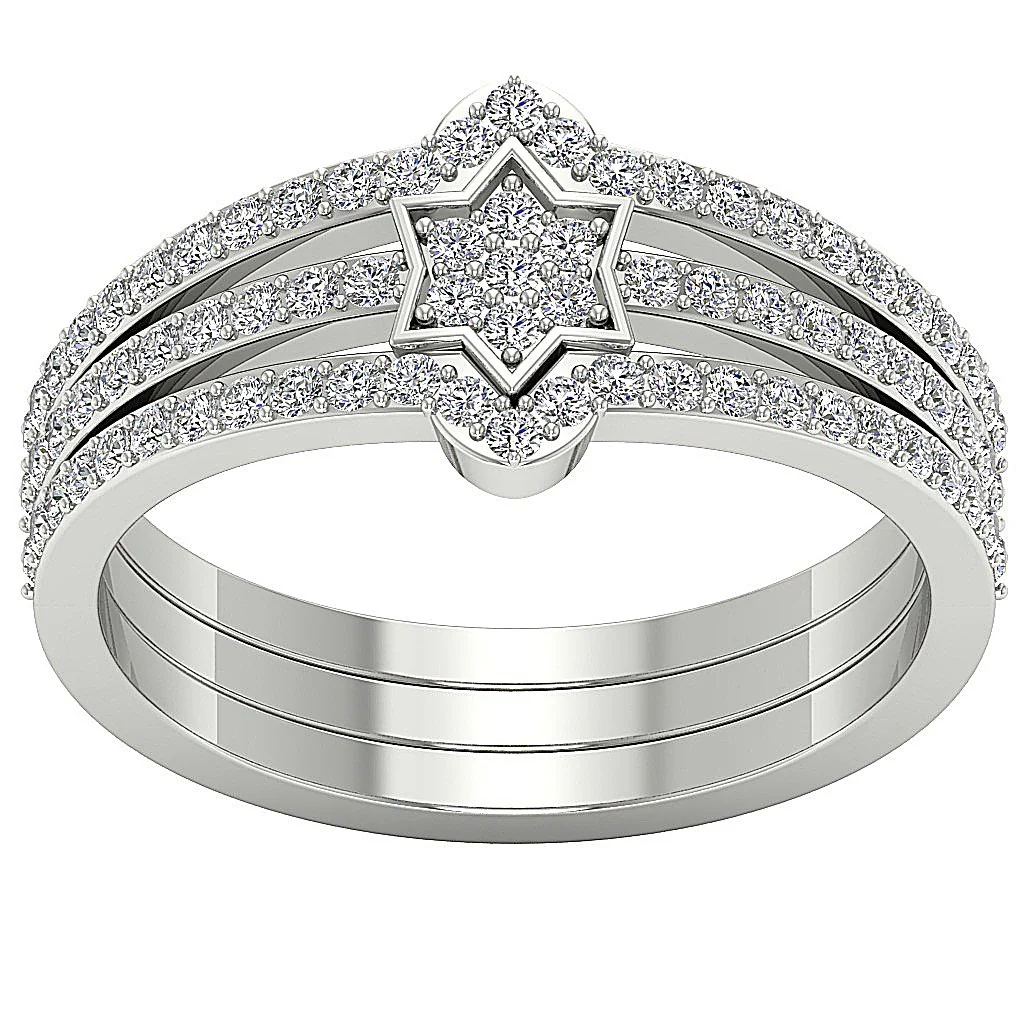 The Belle Star Engagement Wedding Ring Natural Diamond 14K Solid White Gold - Image 6