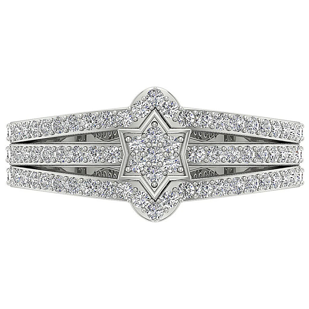 The Belle Star Engagement Wedding Ring Natural Diamond 14K Solid White Gold - Image 7