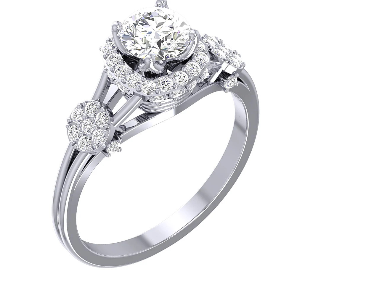 The Belle Classsic Round Diamond 14K Solid Yellow Gold Halo Solitaire Anniversary Ring - Image 4
