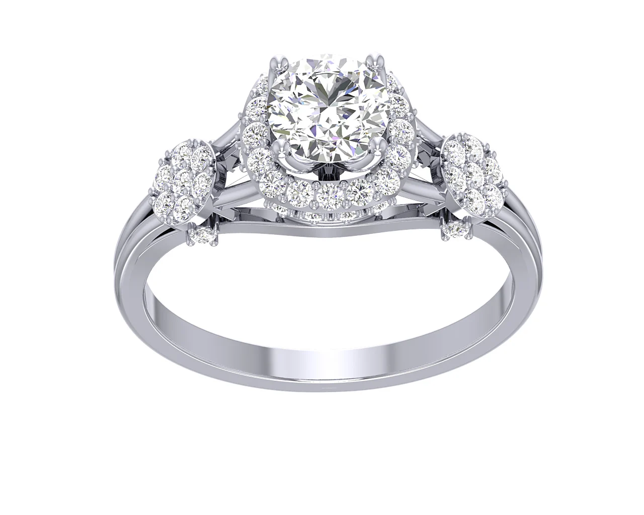The Belle Classsic Round Diamond 14K Solid Yellow Gold Halo Solitaire Anniversary Ring - Image 5