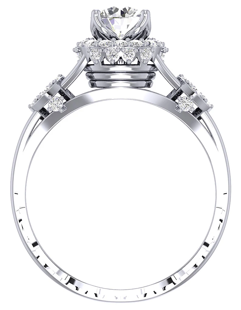 The Belle Classsic Round Diamond 14K Solid Yellow Gold Halo Solitaire Anniversary Ring - Image 6