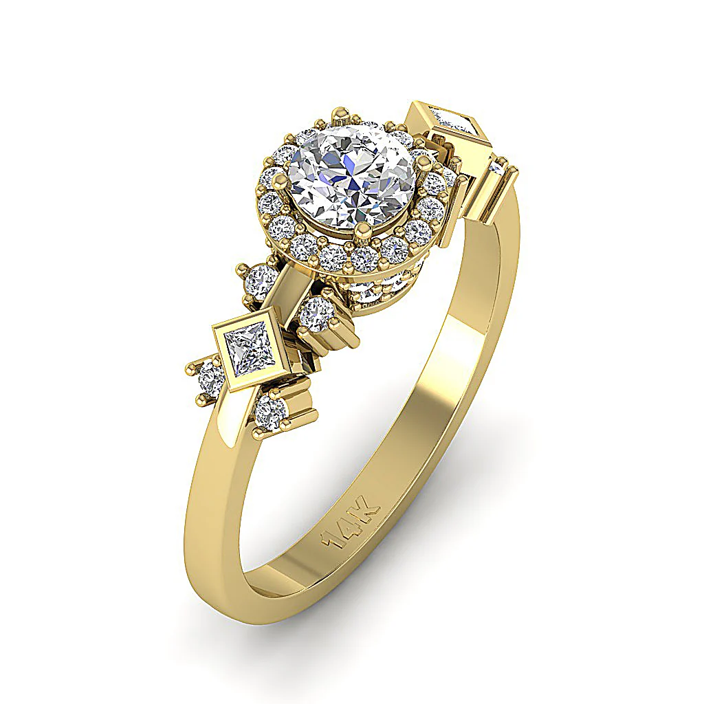 The Ben Beautiful Princess & Round Cut Diamond Solitaire Engagement Ring 14k Rose Gold - Image 3