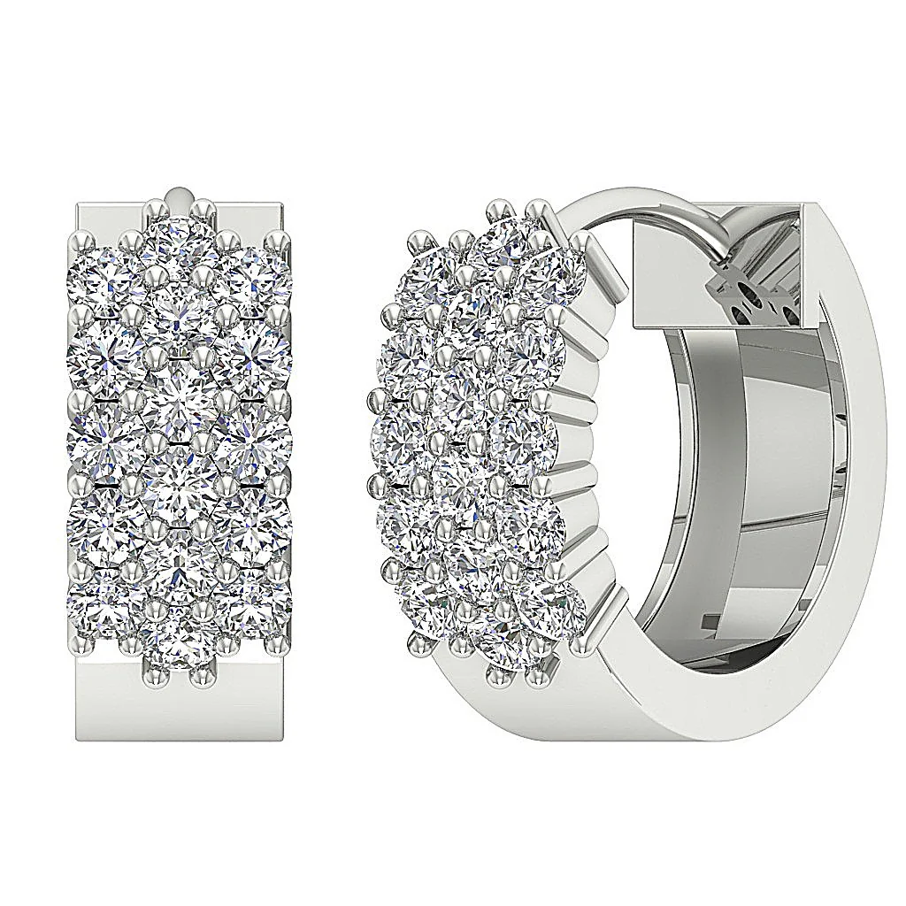 The Bentley Infinite Hoop Earring Round Cut Diamond 14K White Yellow Rose Gold Prong Set