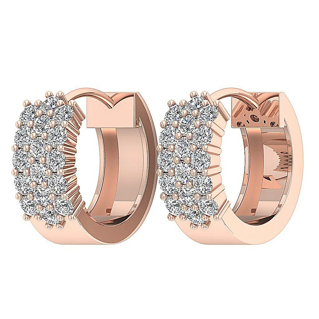 The Bentley Infinite Hoop Earring Round Cut Diamond 14K White Yellow Rose Gold Prong Set - Image 4