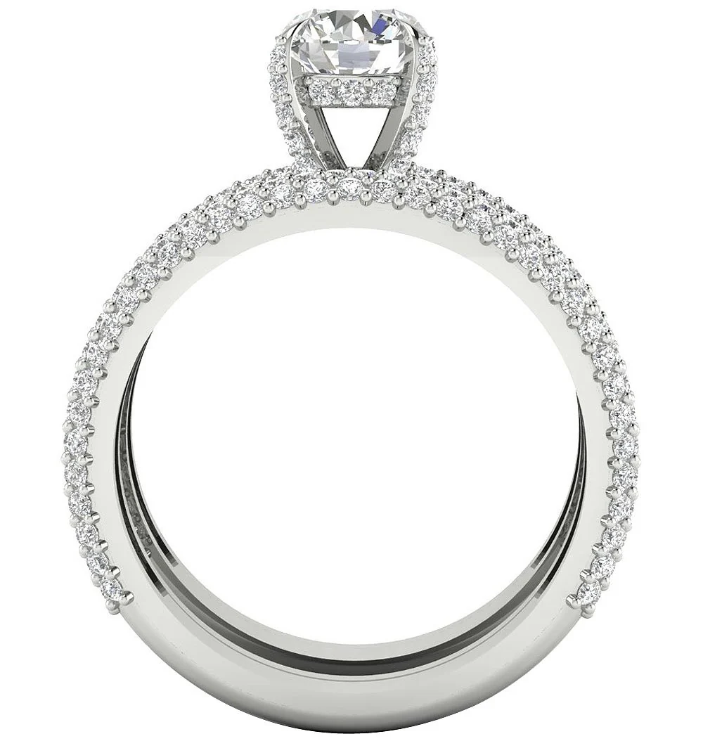 The Bentley Graceful Half Eternity Bridal Engagement Ring Set Natural Diamond 14k Yellow Gold - Image 7