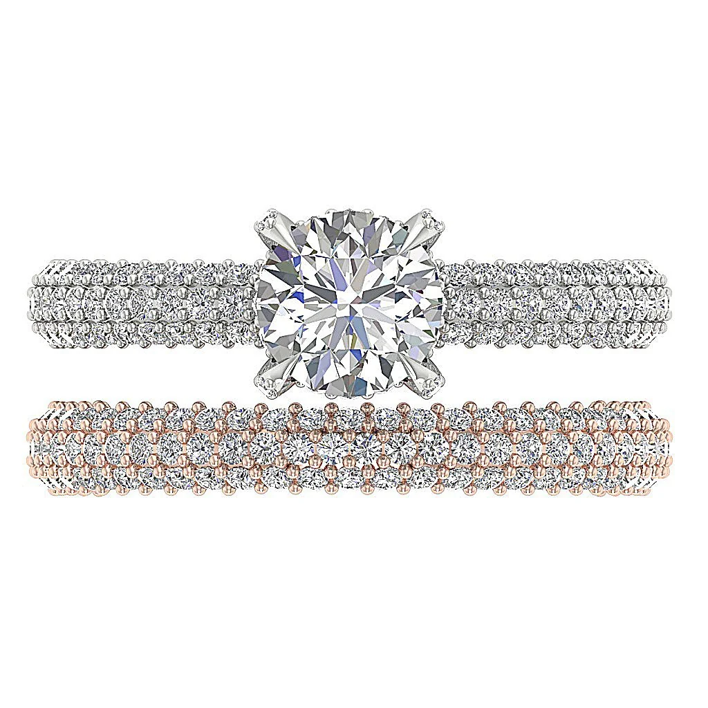 The Bentley Graceful Half Eternity Bridal Engagement Ring Set Natural Diamond 14k Yellow Gold - Image 9
