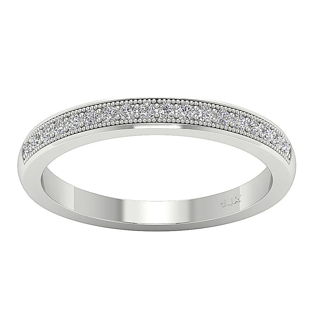 The Billie Genuine Diamond Anniversary Wedding Ring Pave Set 14K Solid Gold