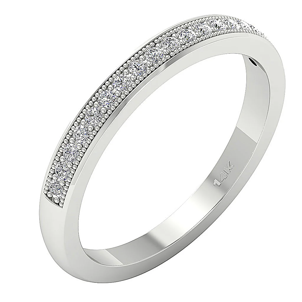 The Billie Genuine Diamond Anniversary Wedding Ring Pave Set 14K Solid Gold - Image 2