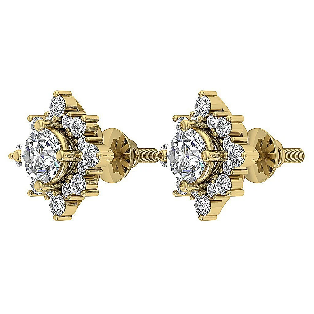 Round Brilliant Ideal Cut Diamond 14K White Gold SI1 G 1.80Ct Designer Solitaire Stud Earring - Image 11