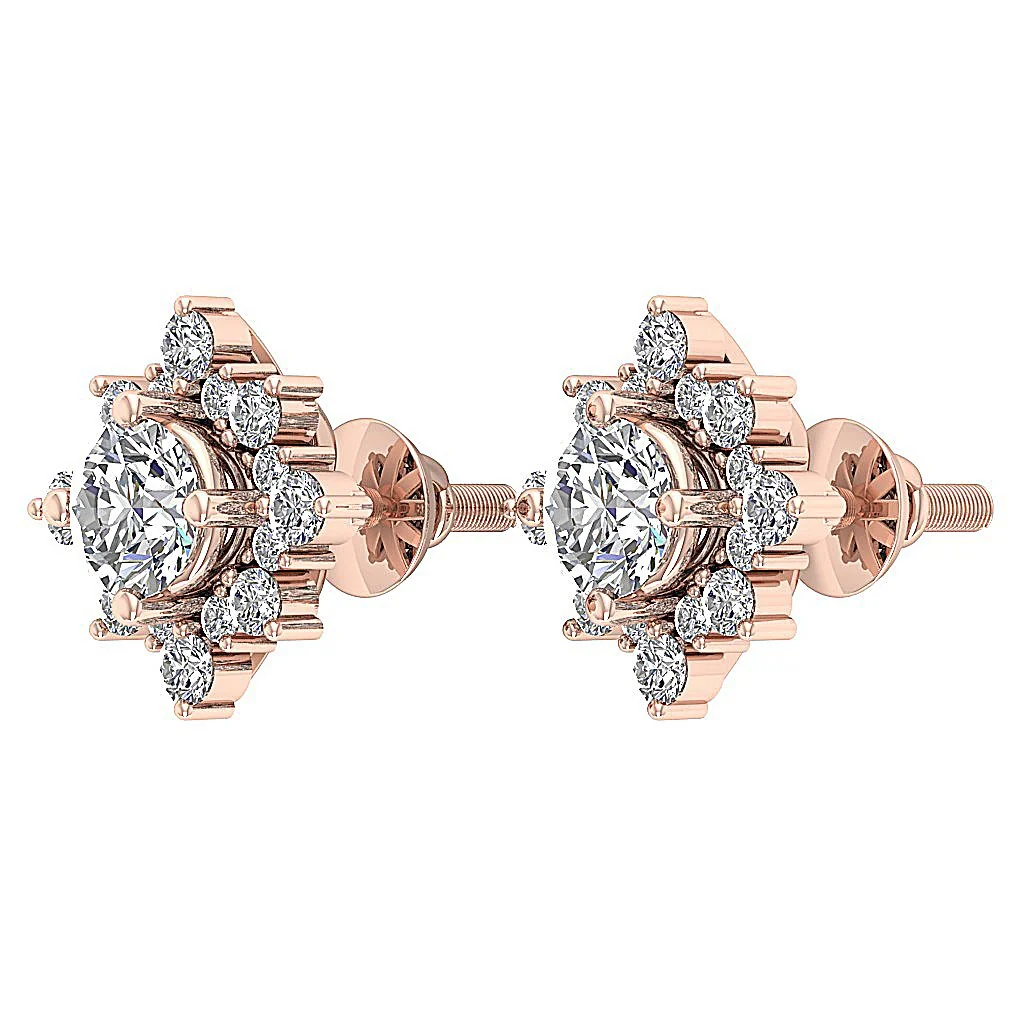 Round Brilliant Ideal Cut Diamond 14K White Gold SI1 G 1.80Ct Designer Solitaire Stud Earring - Image 12