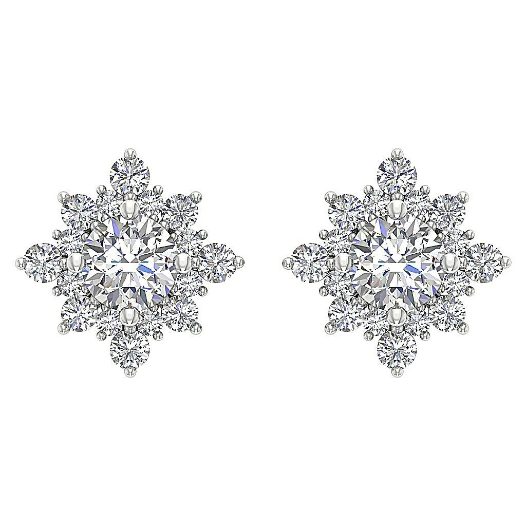 Round Brilliant Ideal Cut Diamond 14K White Gold SI1 G 1.80Ct Designer Solitaire Stud Earring - Image 2