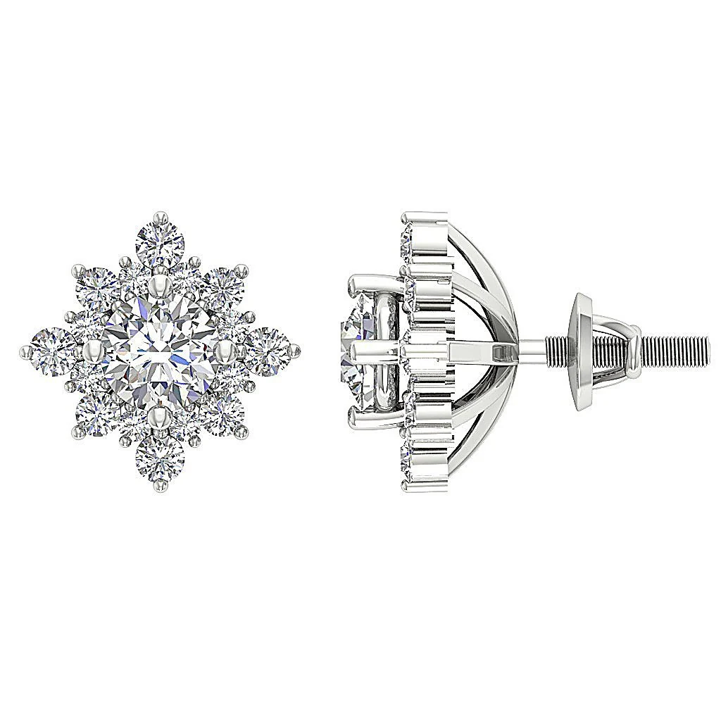 Round Brilliant Ideal Cut Diamond 14K White Gold SI1 G 1.80Ct Designer Solitaire Stud Earring - Image 7