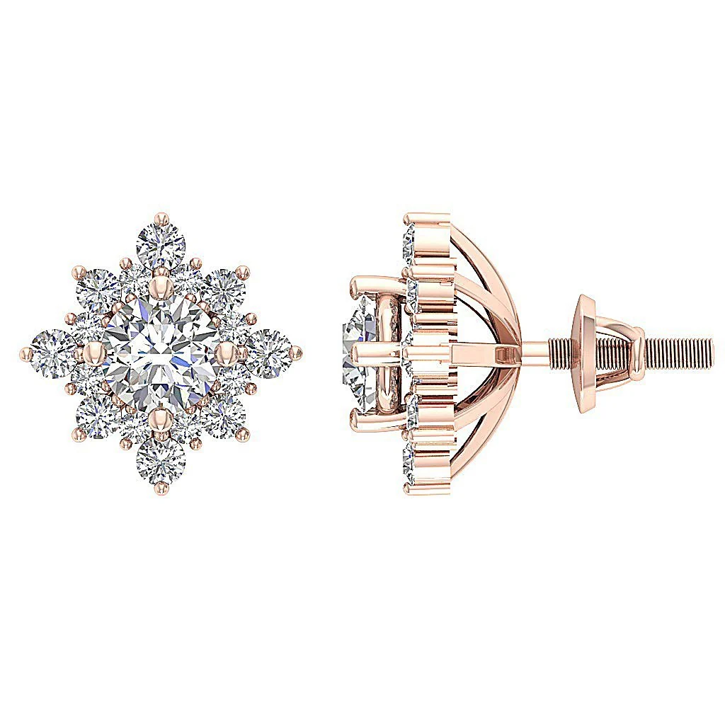 Round Brilliant Ideal Cut Diamond 14K White Gold SI1 G 1.80Ct Designer Solitaire Stud Earring - Image 9