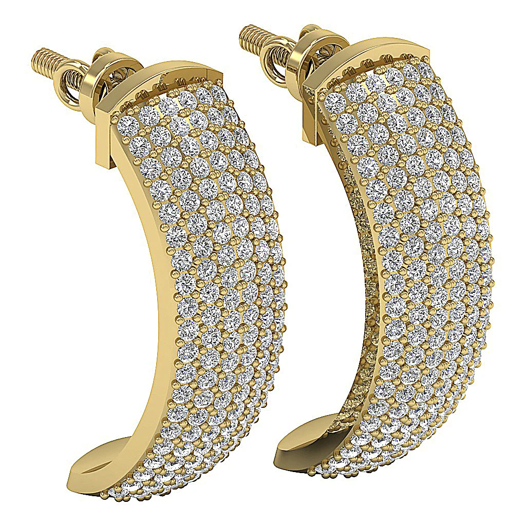 The Blake Screw Back Natural Diamond 14K White Gold Hoop Earring For Her - Image 3