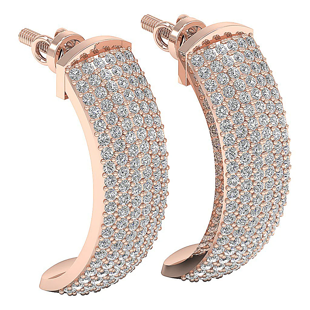 The Blake Screw Back Natural Diamond 14K White Gold Hoop Earring For Her - Image 5
