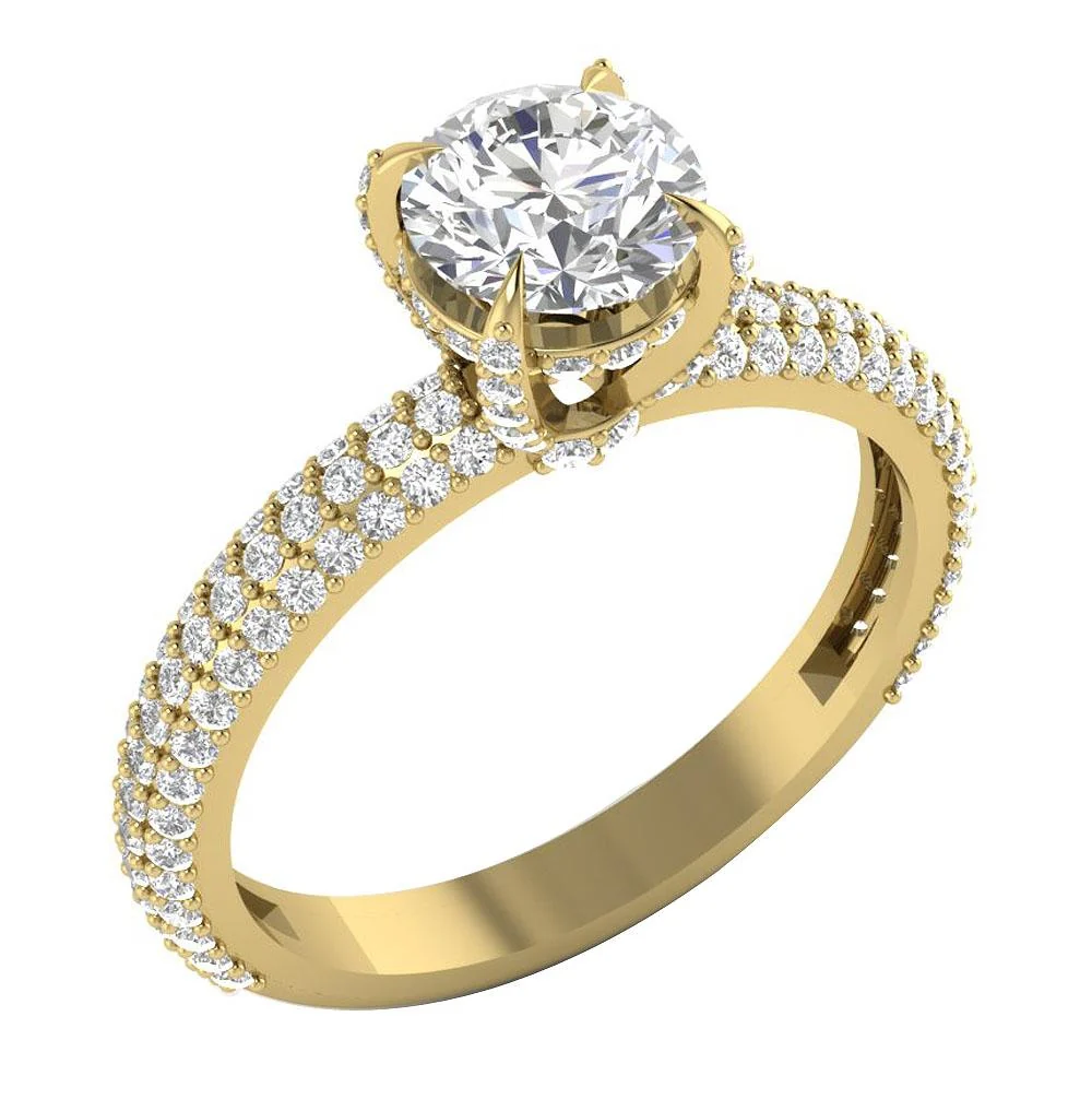 The Bode Half Eternity Solitaire Engagement Ring Round Cut Diamond 14K Gold 7.20 mm