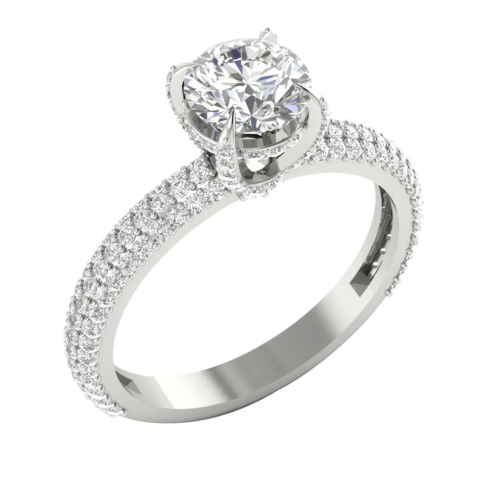 The Bode Half Eternity Solitaire Engagement Ring Round Cut Diamond 14K Gold 7.20 mm - Image 3