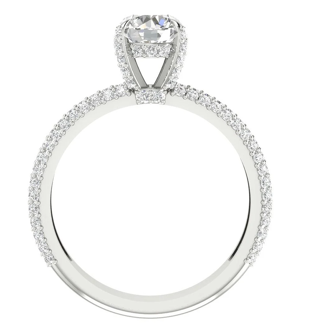 The Bode Half Eternity Solitaire Engagement Ring Round Cut Diamond 14K Gold 7.20 mm - Image 4