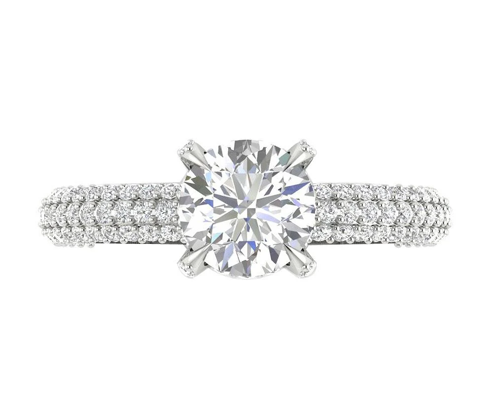 The Bode Half Eternity Solitaire Engagement Ring Round Cut Diamond 14K Gold 7.20 mm - Image 5