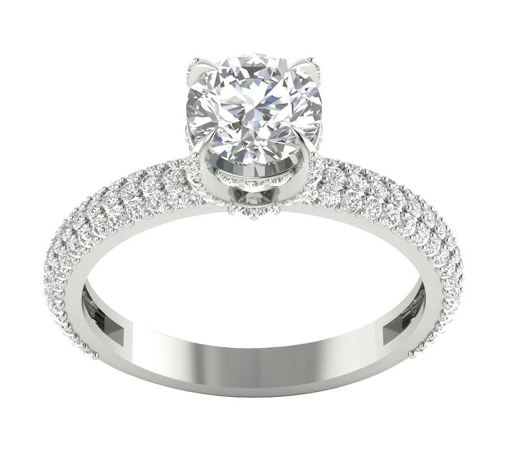 The Bode Half Eternity Solitaire Engagement Ring Round Cut Diamond 14K Gold 7.20 mm - Image 6
