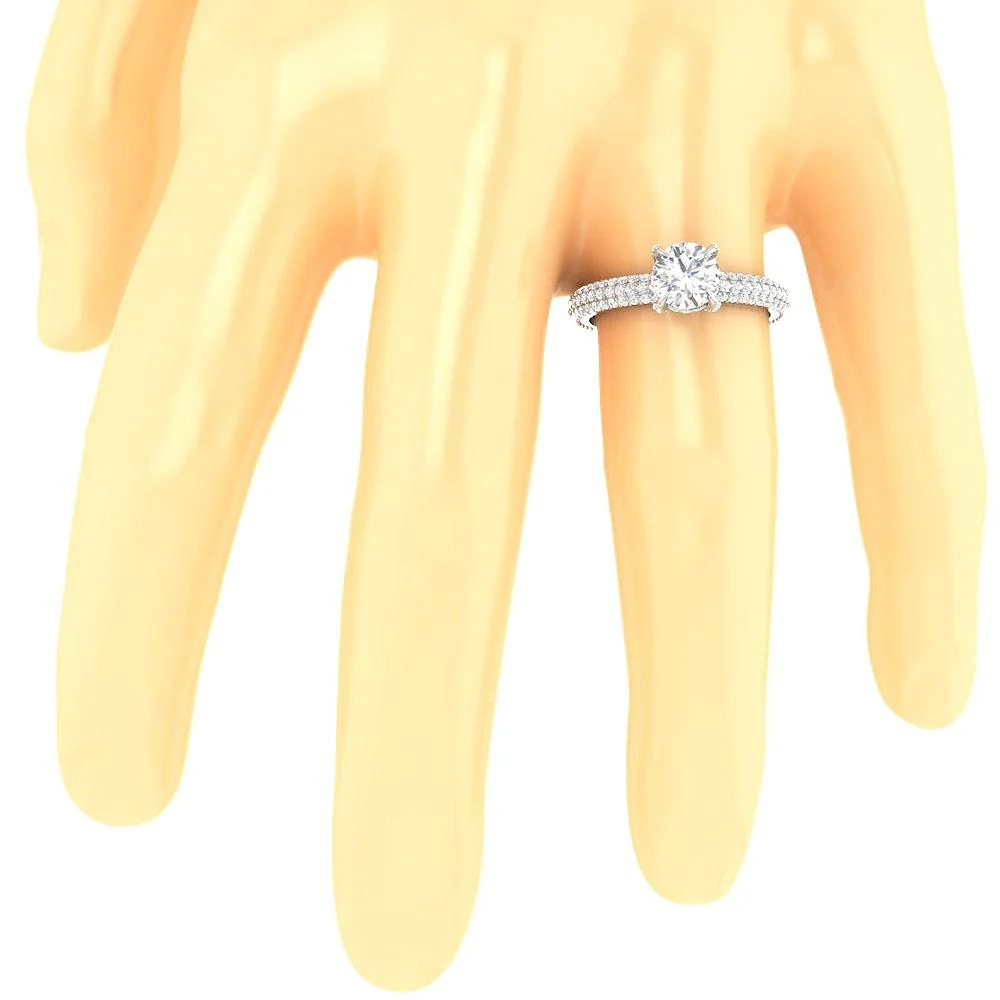 The Bode Half Eternity Solitaire Engagement Ring Round Cut Diamond 14K Gold 7.20 mm - Image 7